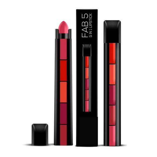 5 in 1 Lipstick | 5 Steps Matte Lipstick | Matte Shades Lipstick | 5 in 1 Lipstick Matte Lipsticks Waterproof | Long Lasting Matte Lipstick (Color: Red and Nude)